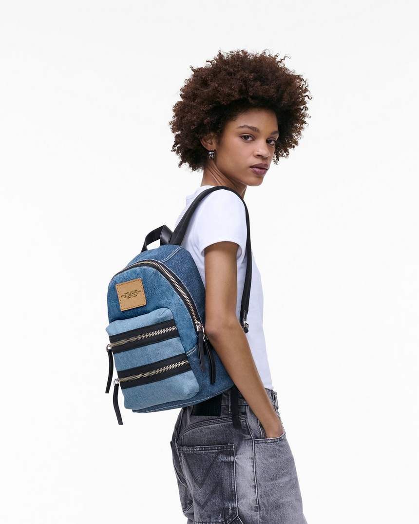 de biker colorblock denim medium rugzak