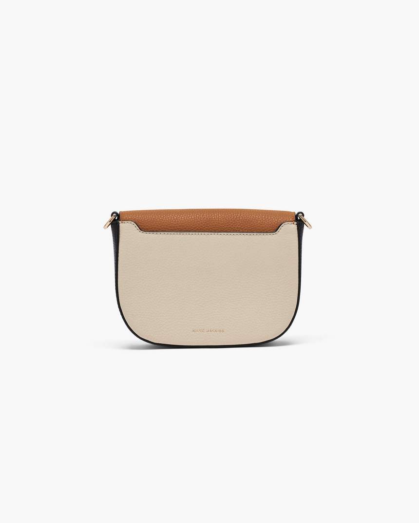 kleine colorblock signet zadeltas met draaisluiting