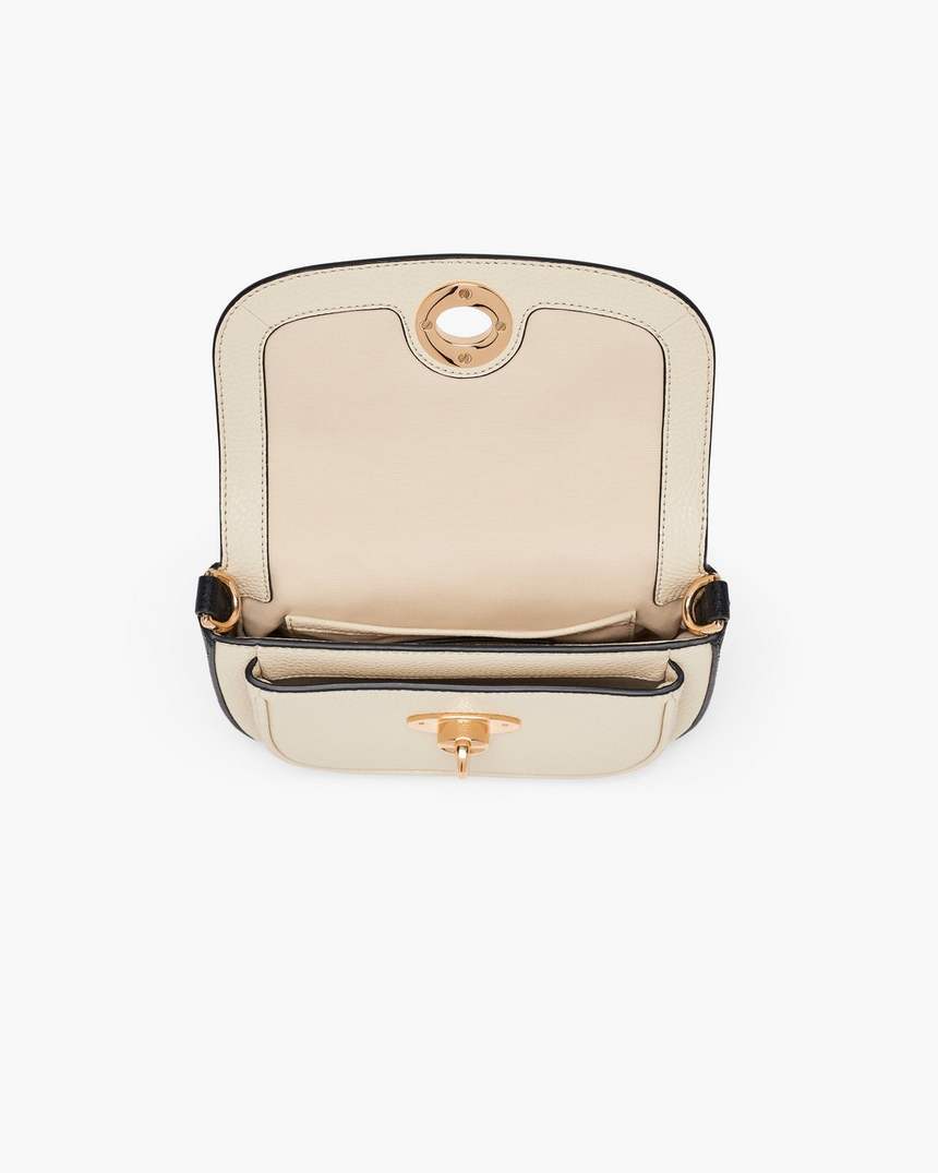 kleine colorblock signet zadeltas met draaisluiting