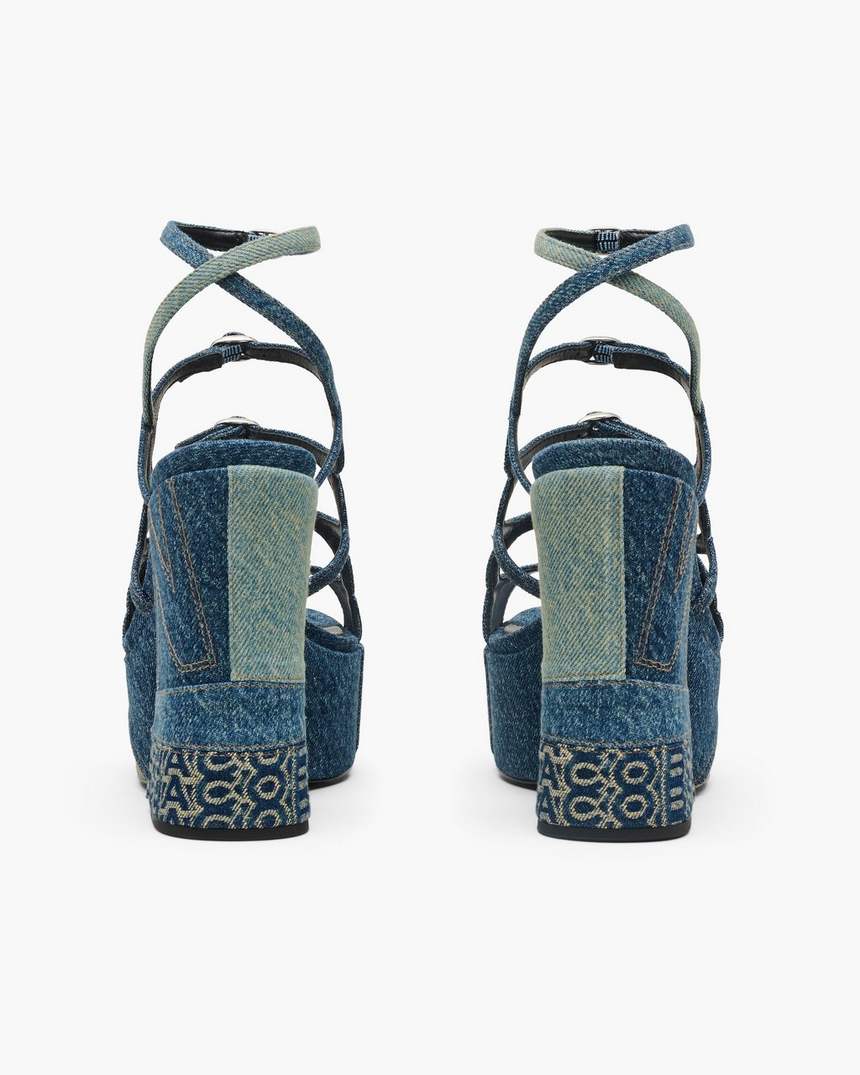 de gedeconstrueerde denim kiki platform sandaal
