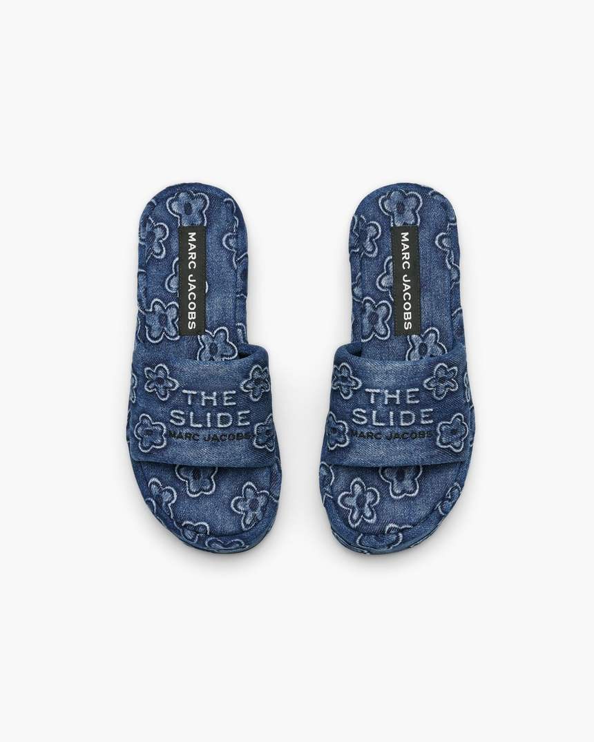 de puffy daisy denim platform sandaal