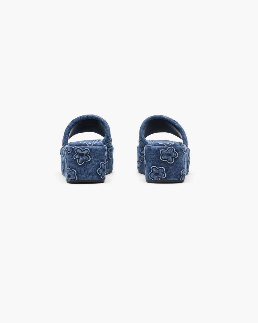 de puffy daisy denim platform sandaal