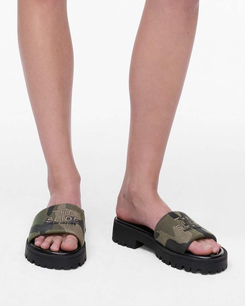de camo jacquard lug sole slide