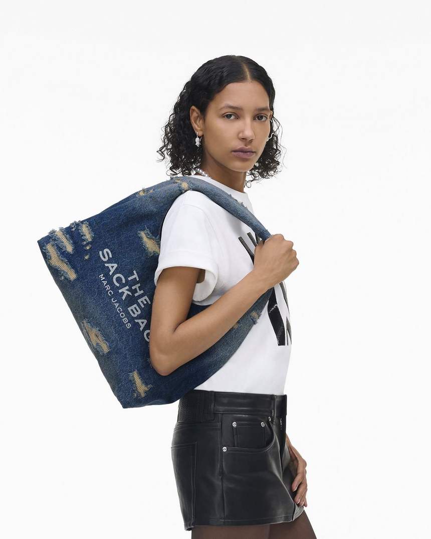 de rip and repair denim sack bag
