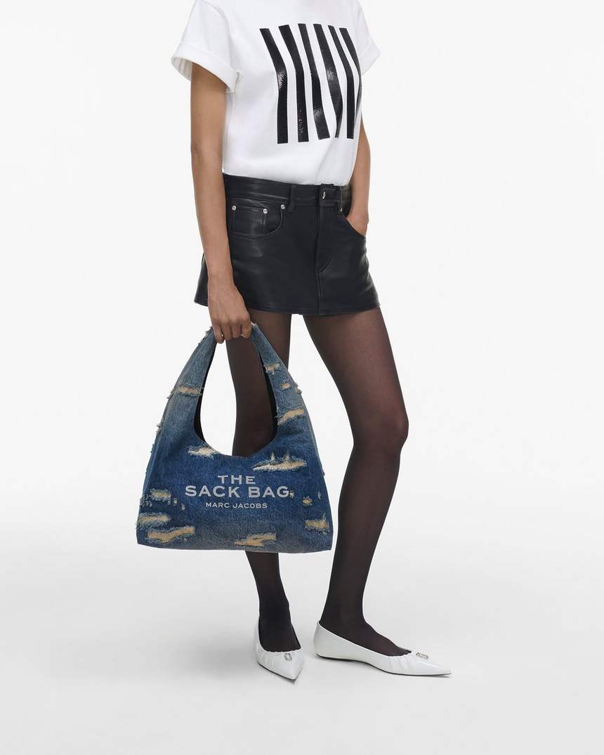 de rip and repair denim sack bag