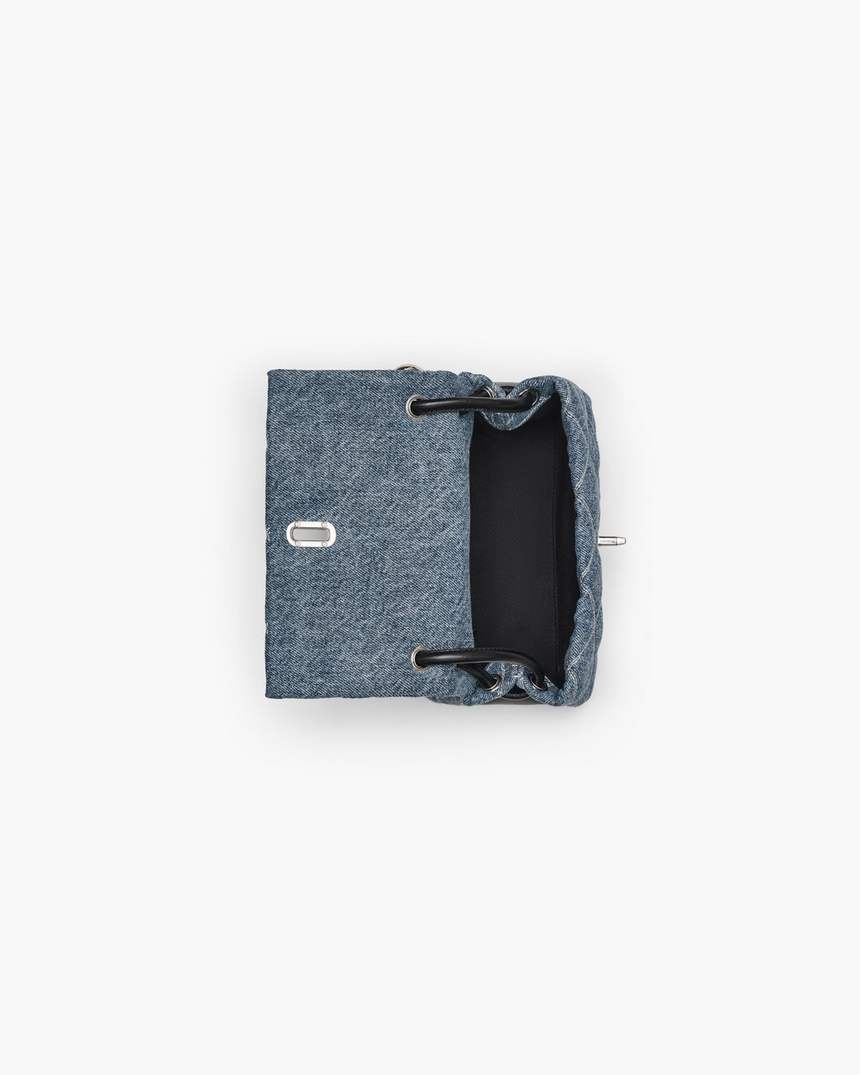 de gewatteerde denim mini-schoudertas met dubbele schouderband