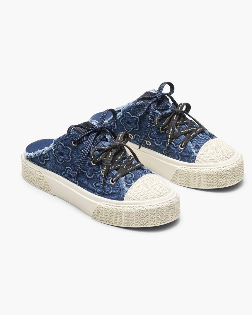de puffy daisy denim sneaker mule