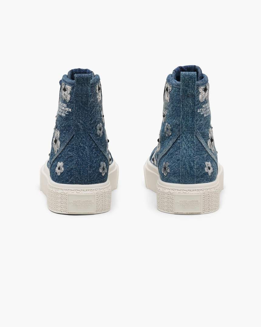 de sequin daisy denim high top sneaker