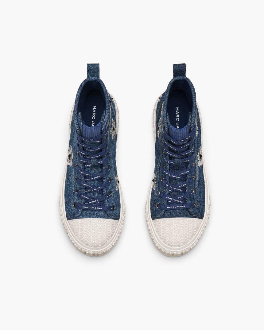 de sequin daisy denim high top sneaker