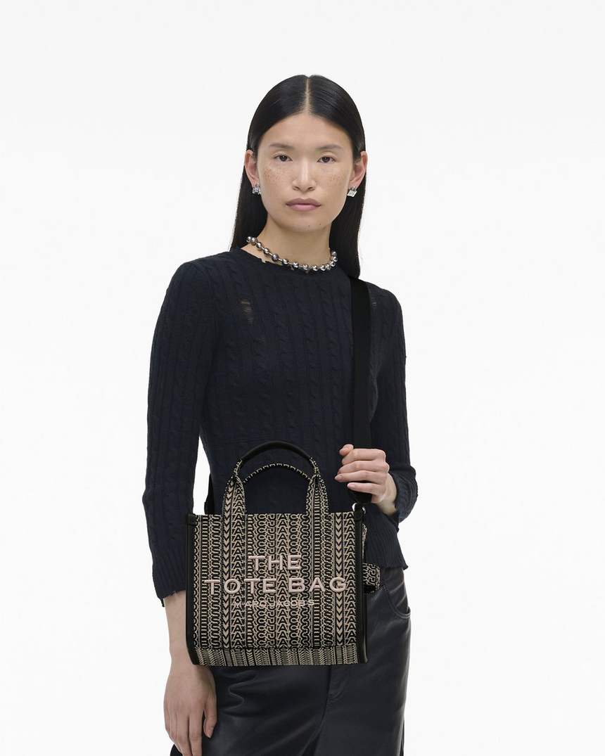 de monogram jacquard kleine tote bag