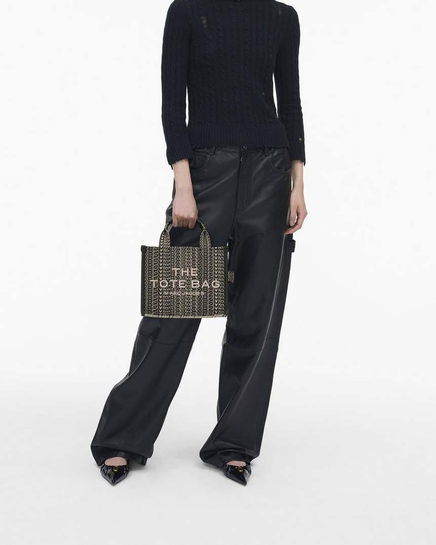 de monogram jacquard kleine tote bag