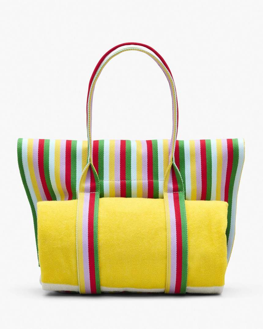 de gestreepte jacquard strandtas