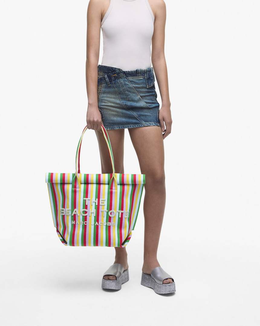 de gestreepte jacquard strandtas