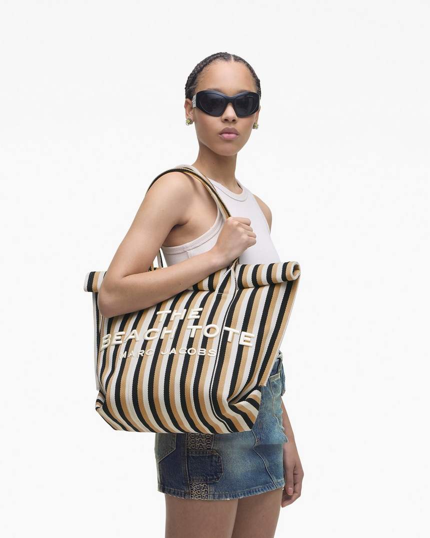 de gestreepte jacquard strandtas