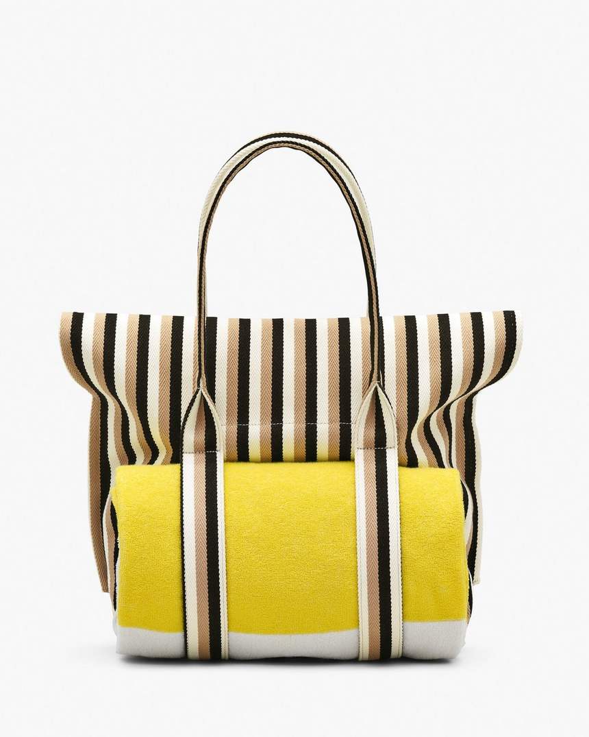 de gestreepte jacquard strandtas