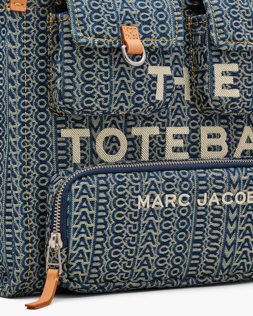 de cargo monogram denim medium tote bag