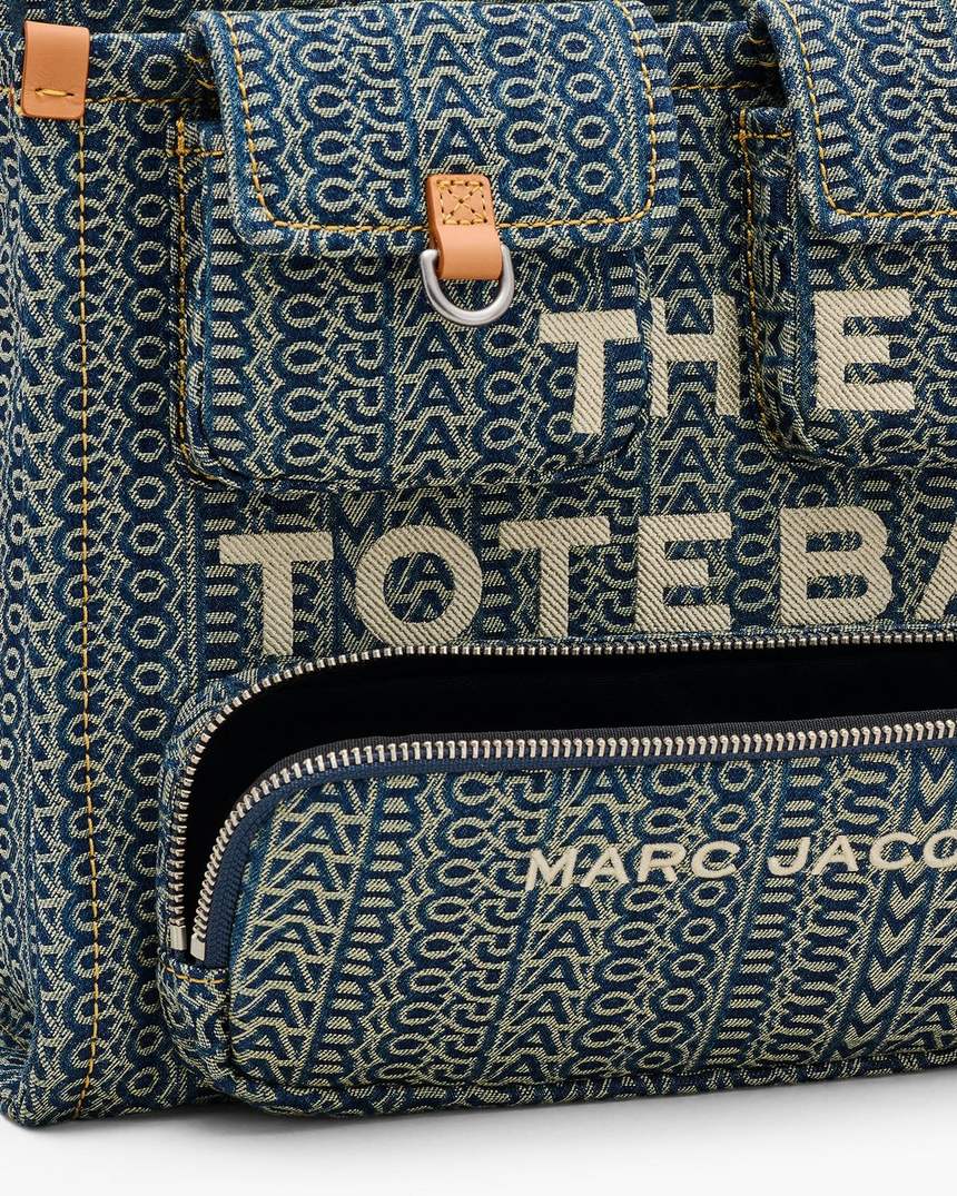de cargo monogram denim medium tote bag