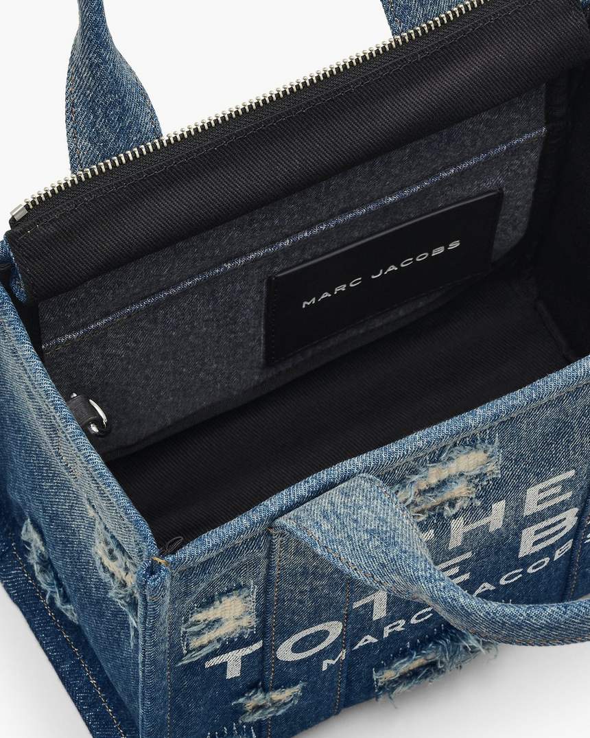 de rip and repair denim small tote bag
