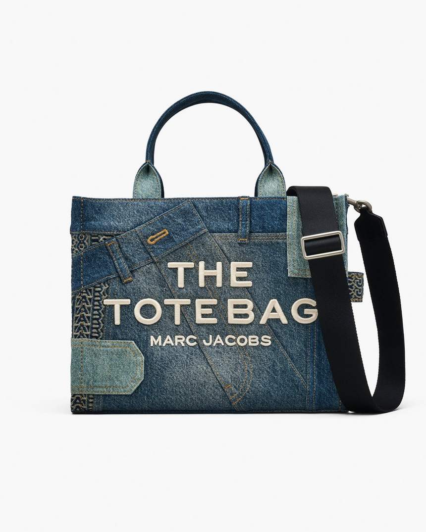 de deconstructed denim medium tote bag