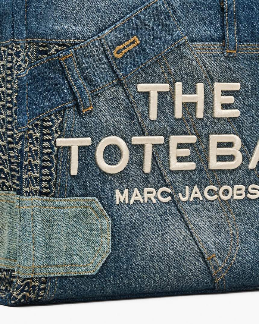 de deconstructed denim medium tote bag