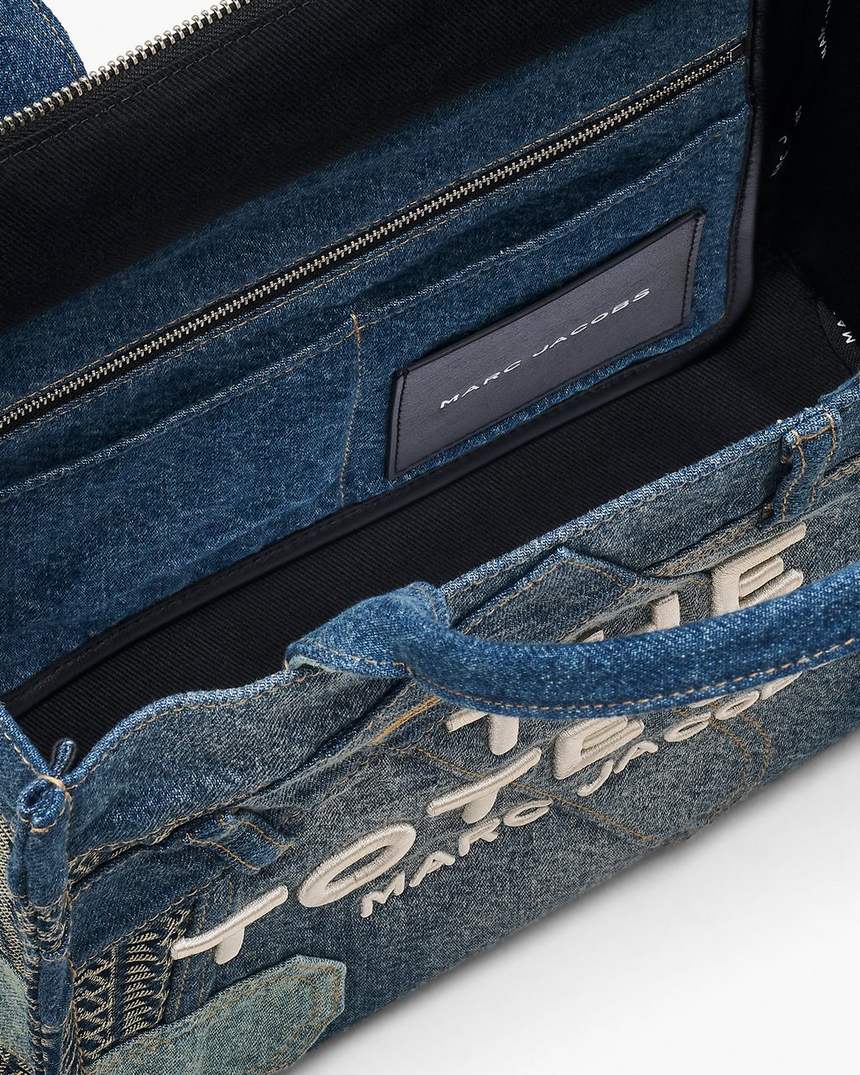 de deconstructed denim medium tote bag